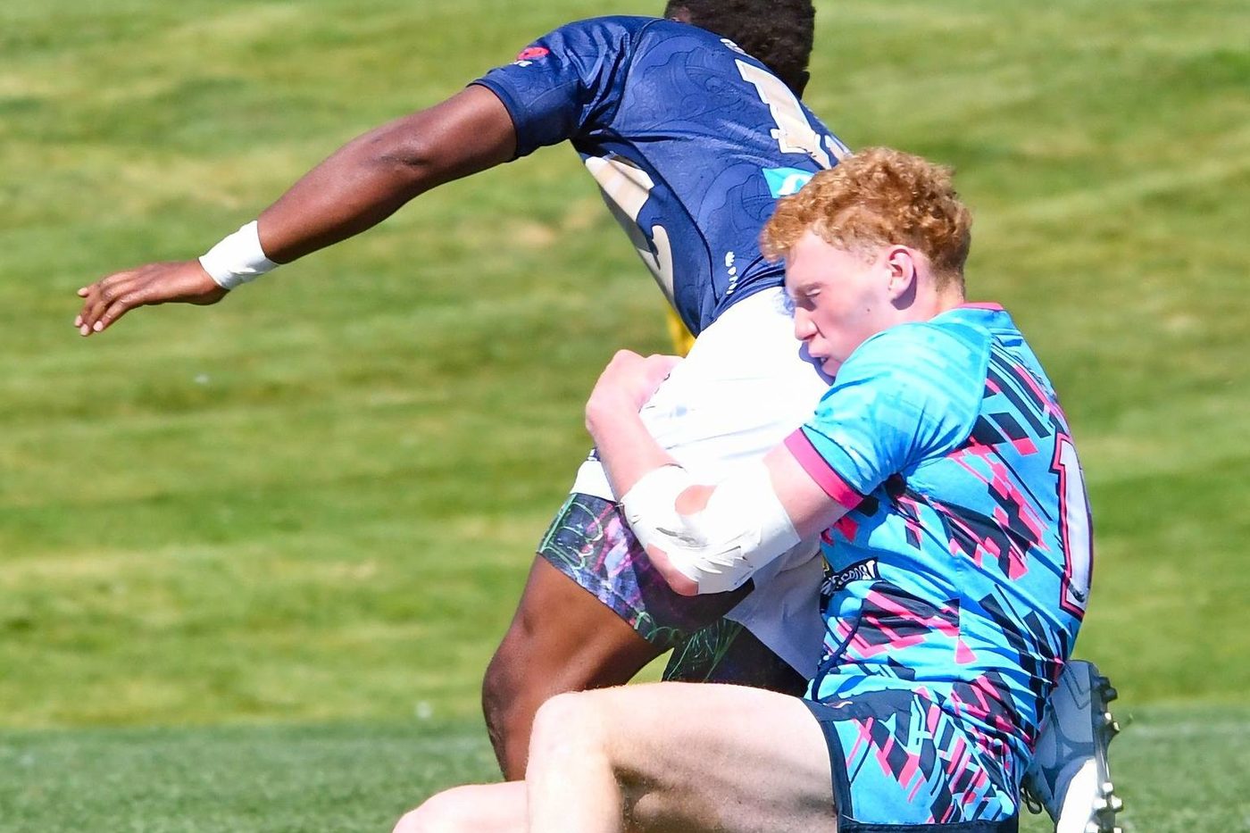 Blue jerseys attack in open play at the Great Northwest Challenge